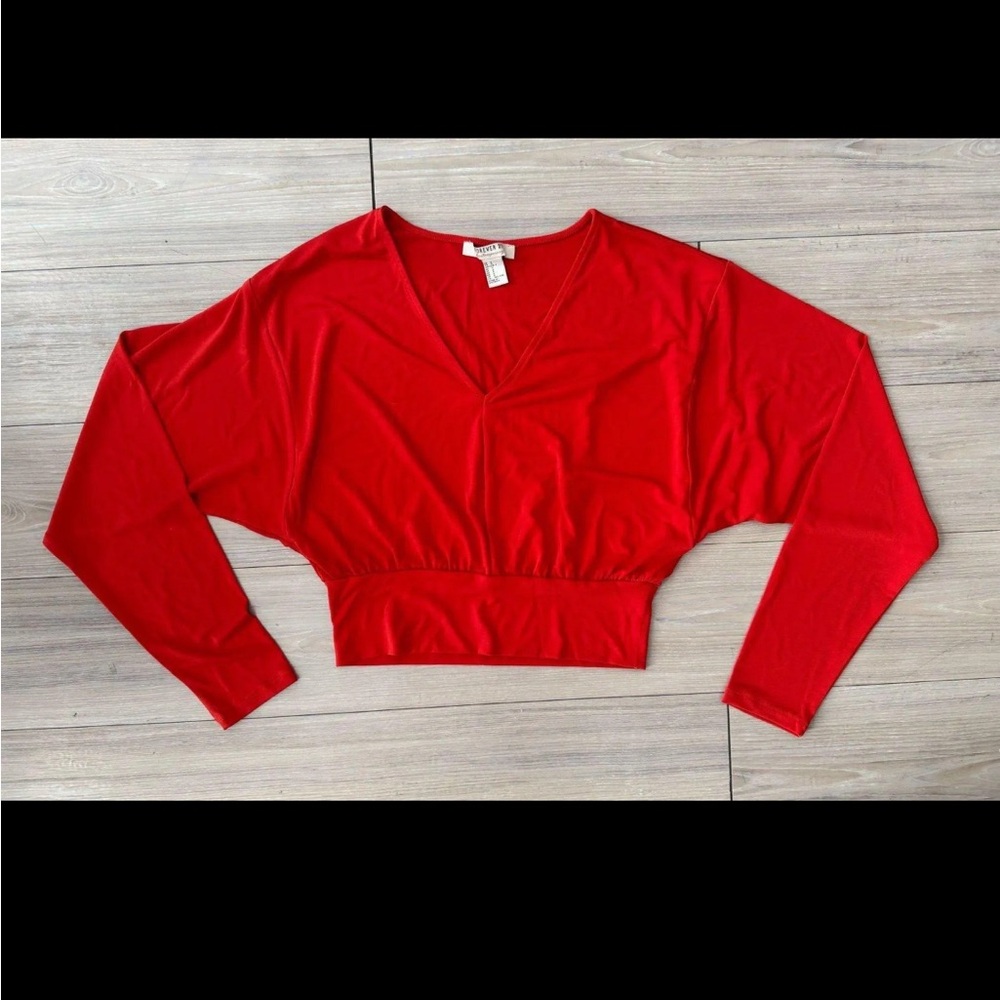 Orange Red Forever 21 V-Neck Blouse
